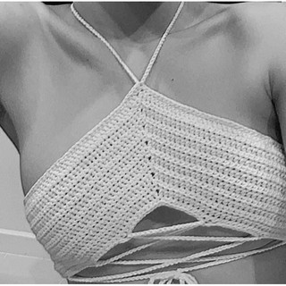 áo yếm móc len buộc ngực handmade