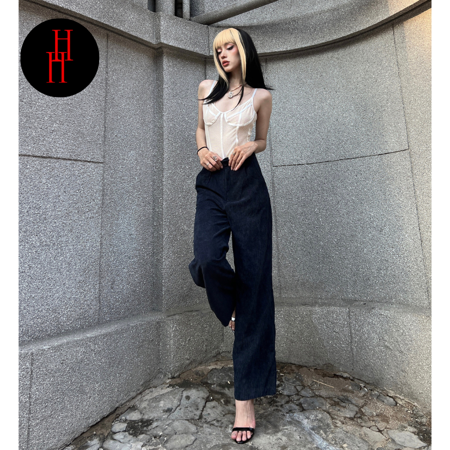 Set bộ vets phối quần ống suông màu xanh đen HS149 Hỉn Hỉn Store