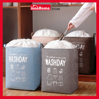SIZE TO 75 LÍT , Giỏ đựng quần áo bằng vải canvas cỡ lớn, túi đựng chăn màn đa năng - INNOHOME