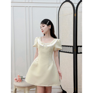 Đầm Vani chất taffa phối cổ ren tiểu thư