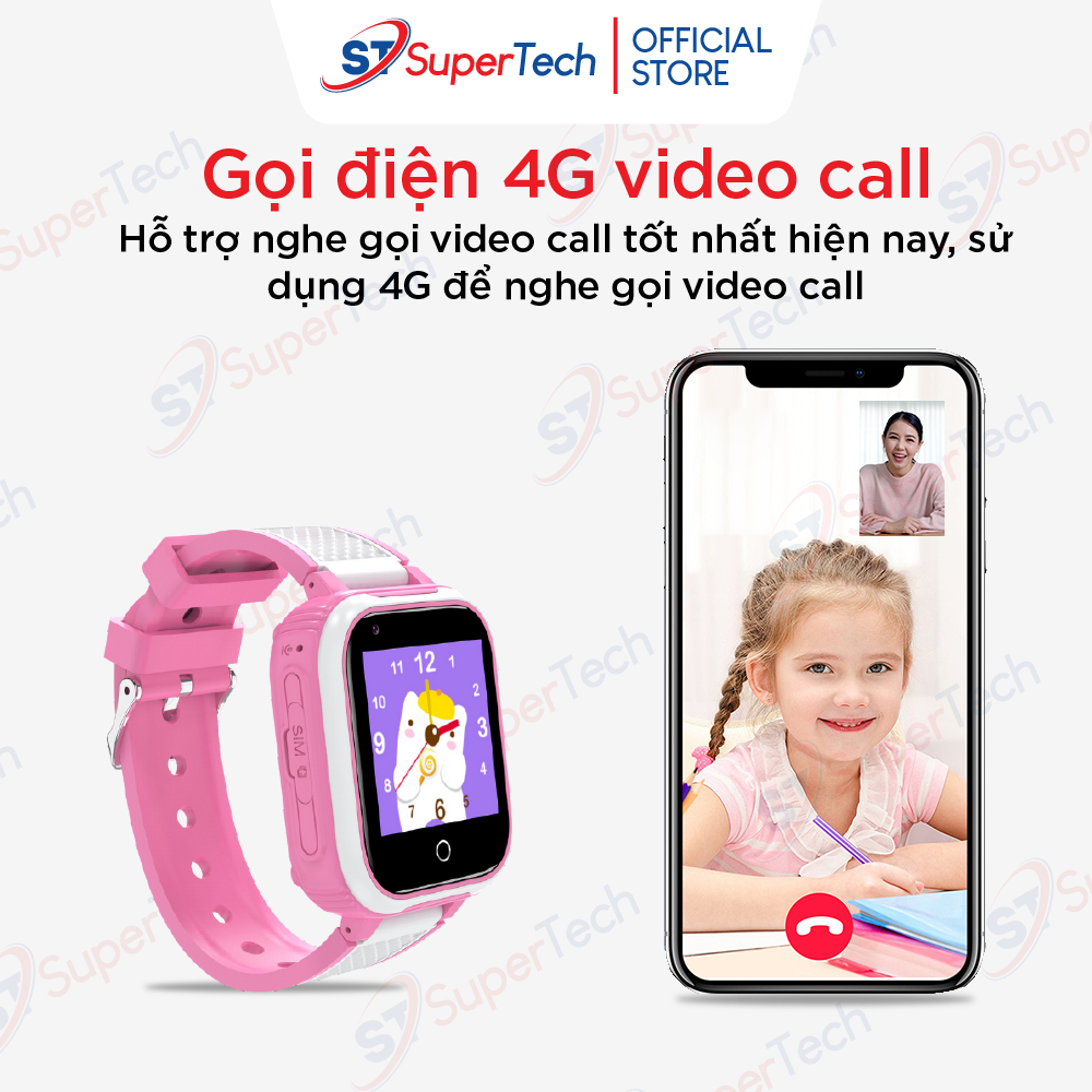 Đồng hồ định vị, đồng hồ thông minh trẻ em SuperTech DH9S cao cấp lắp sim 4G video call, định vị GPS, chống nước IP67 | BigBuy360 - bigbuy360.vn