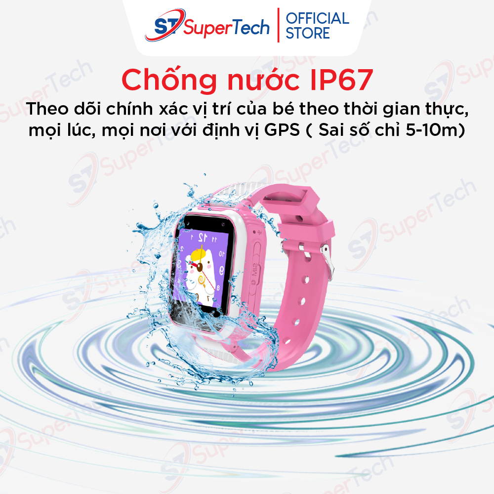 Đồng hồ định vị, đồng hồ thông minh trẻ em SuperTech DH9S cao cấp lắp sim 4G video call, định vị GPS, chống nước IP67 | BigBuy360 - bigbuy360.vn