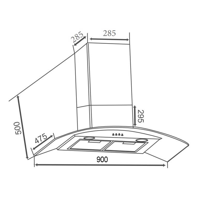 Máy hút mùi kính cong Faster FS 3388-90B Máy chạy êm, Hút siêu khỏe 1200m3/h, Bảo hành 24 Tháng