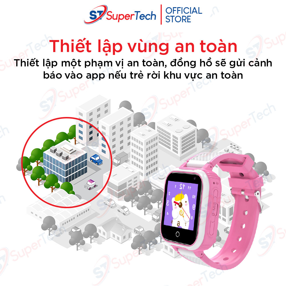 Đồng hồ định vị, đồng hồ thông minh trẻ em SuperTech DH9S cao cấp lắp sim 4G video call, định vị GPS, chống nước IP67 | BigBuy360 - bigbuy360.vn