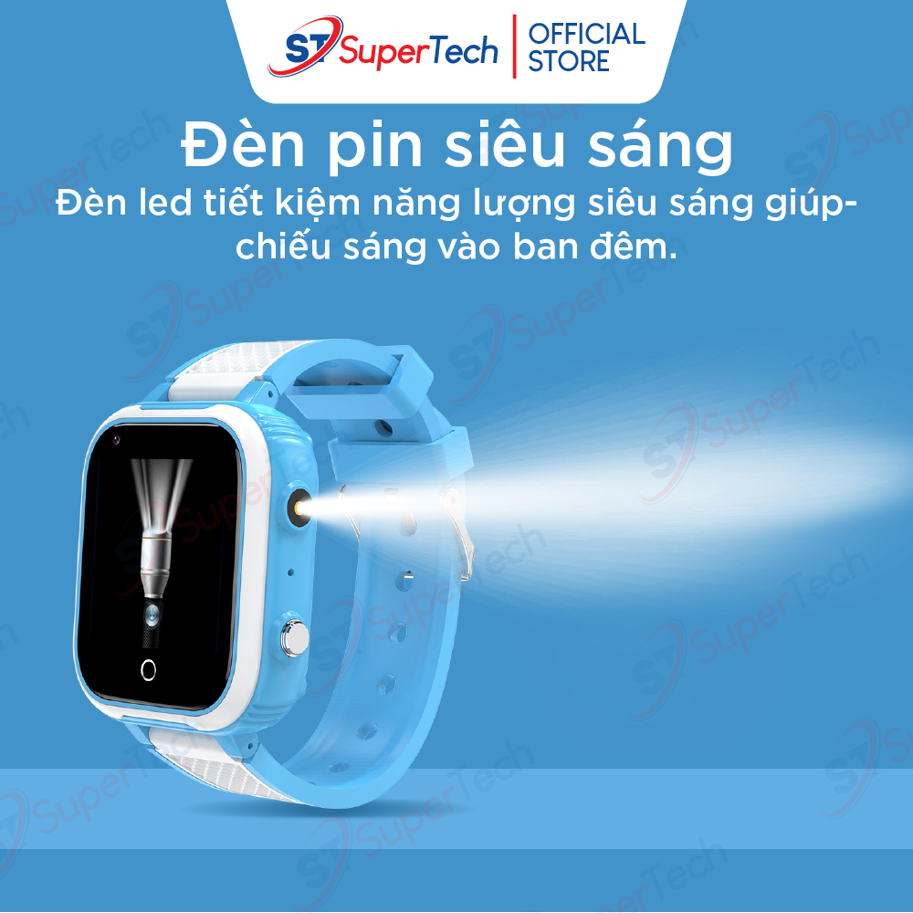 Đồng hồ định vị, đồng hồ thông minh trẻ em SuperTech DH9S cao cấp lắp sim 4G video call, định vị GPS, chống nước IP67 | BigBuy360 - bigbuy360.vn
