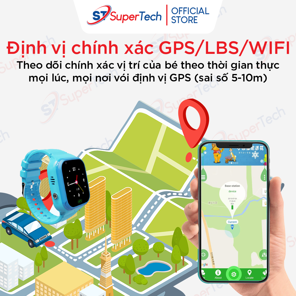 Đồng hồ định vị, đồng hồ thông minh trẻ em SuperTech LT36 lắp sim nghe gọi video 4G, định vị chính xác, chống nước IP67 | BigBuy360 - bigbuy360.vn