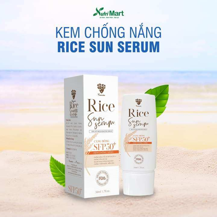 Kem chống nắng giúp kiểm soát bóng nhờn & bảo vệ da trước tia UVB UVA SPF 50+ Rice Sun Serum 50ml