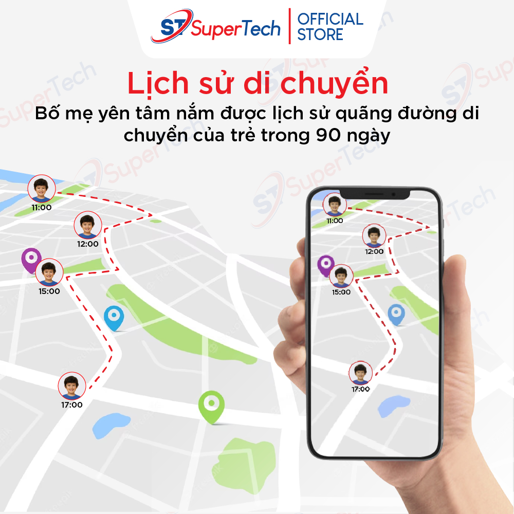 Đồng hồ định vị, đồng hồ thông minh trẻ em SuperTech LT36 lắp sim nghe gọi video 4G, định vị chính xác, chống nước IP67 | BigBuy360 - bigbuy360.vn