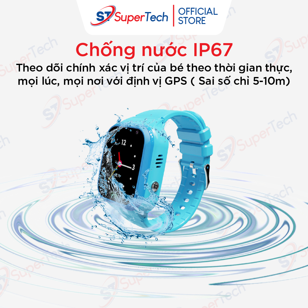 Đồng hồ định vị, đồng hồ thông minh trẻ em SuperTech LT36 lắp sim nghe gọi video 4G, định vị chính xác, chống nước IP67 | BigBuy360 - bigbuy360.vn