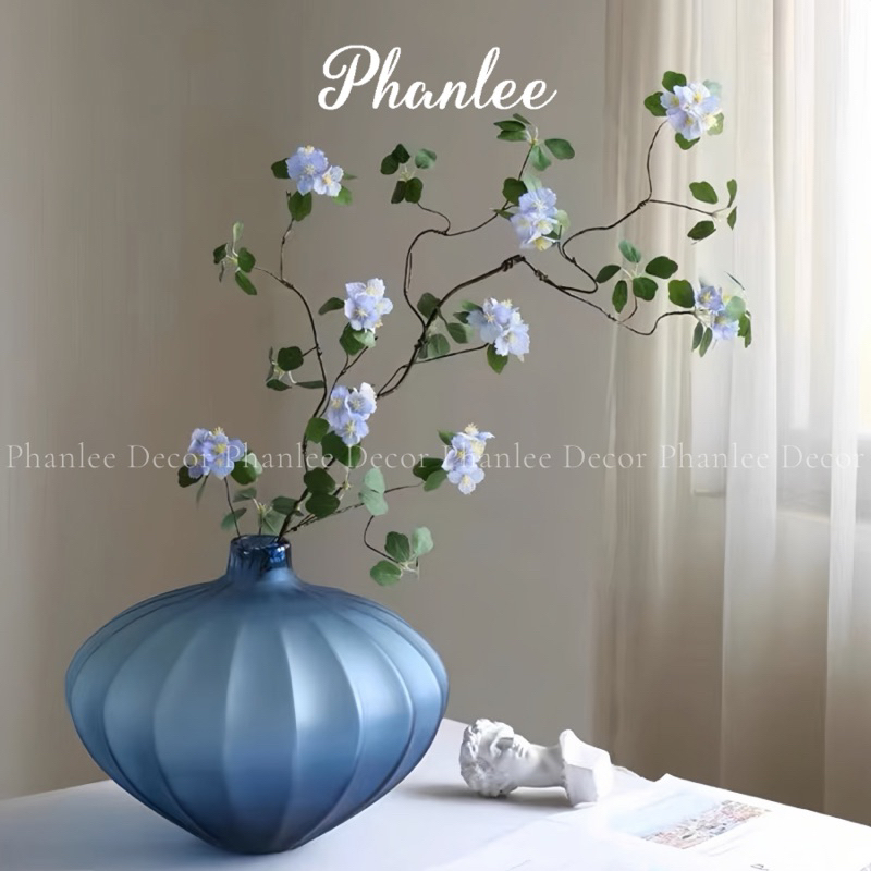 Cành lá lưu ly 2 màu xanh trắng trang trí nhà cửa Phanlee