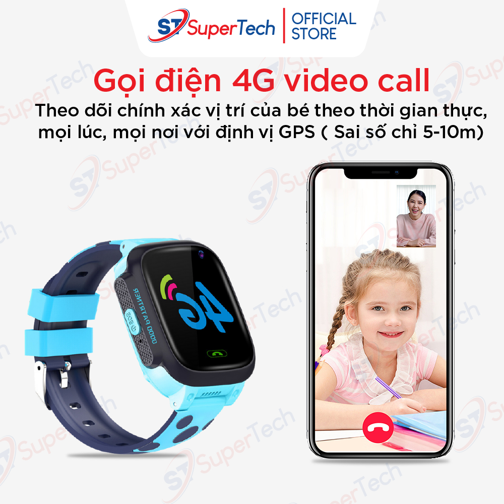 Đồng hồ định vị, đồng hồ thông minh trẻ em SuperTech Y95 lắp sim nghe gọi video 4G, kết nối wifi, định vị, chống nước | BigBuy360 - bigbuy360.vn