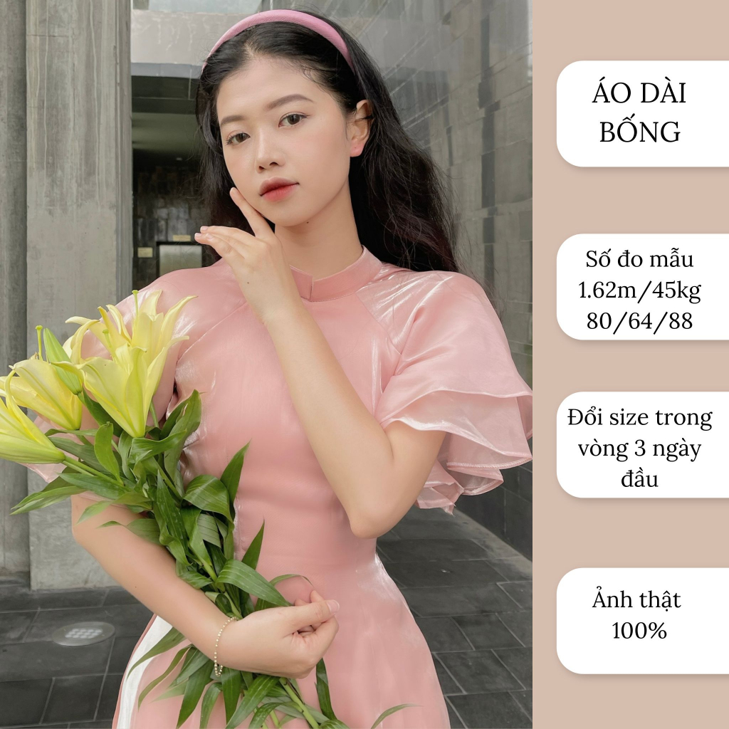 Áo dài cách tân nữ may sẵn cổ vuông, tay cánh tiên dành đi dự sự kiện, tiếc cưới