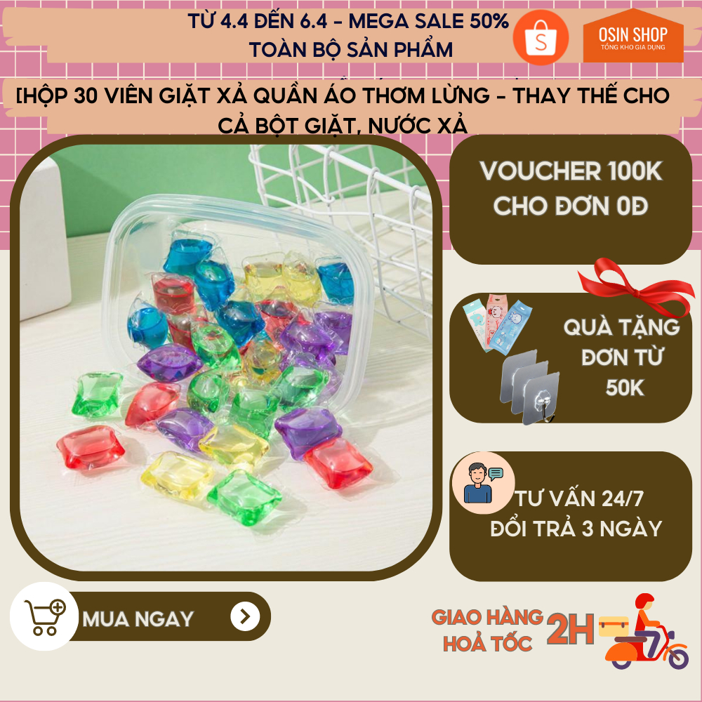 Viên Giặt Xả Quần Áo Thơm Lừng - Thay Thế Cho Cả Bột Giặt, Nước Xả