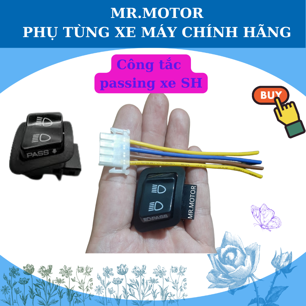Công tắc pha cos tích hợp passing lắp cho xe wave 50, 100, 110, Sh