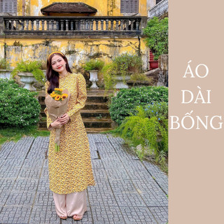 Áo dài cách tân vintage kèm quần chất liệu nhung tăm phong cách hàn quốc dễ thương ( Áo dài Bính An)