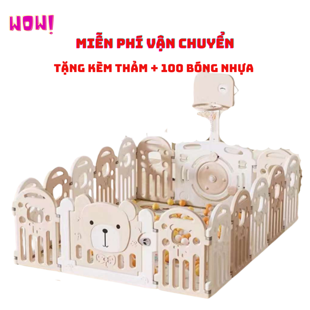 QUÂY GẤU MOMMYKIDS MINH CHAU CAO CẤP TẶNG THẢM, 100 BÓNG NHỰA HOLLA