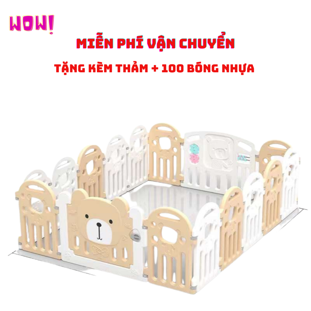 QUÂY GẤU MOMMYKIDS MINH CHAU CAO CẤP TẶNG THẢM, 100 BÓNG NHỰA HOLLA