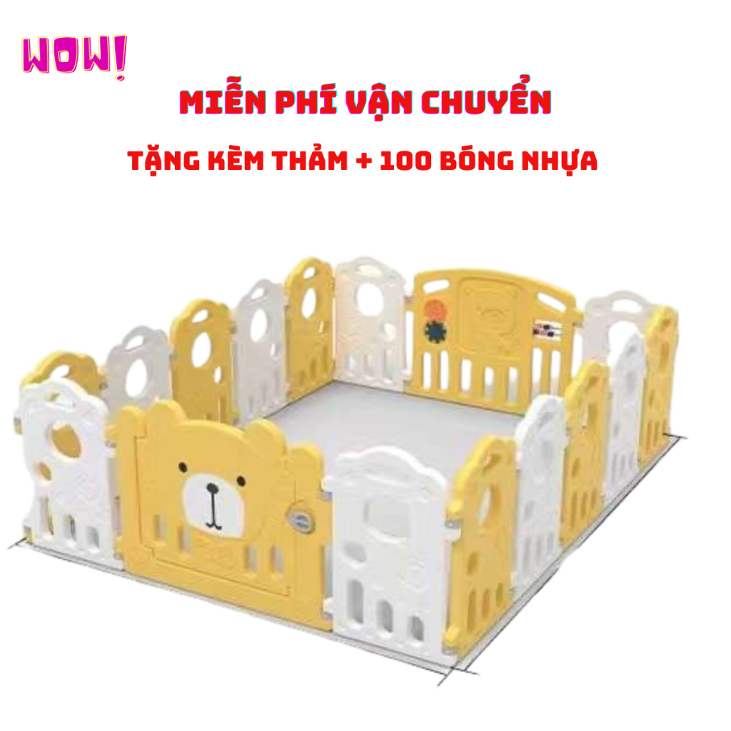 QUÂY GẤU MOMMYKIDS MINH CHAU CAO CẤP TẶNG THẢM, 100 BÓNG NHỰA HOLLA