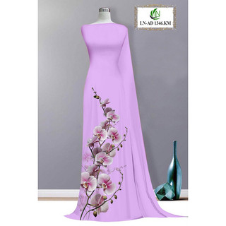 Vải Áo Dài Gấm Hoa Phong Lan Duyên Dáng