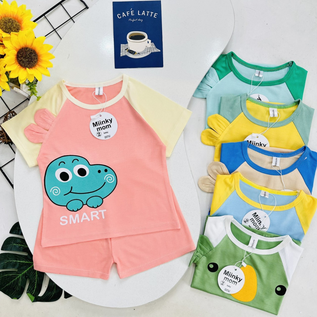 Đồ bộ bé gái , đồ bộ bé trai cộc tay thun lạnh cho bé từ 5kg đến 15kg - JKIDSVN