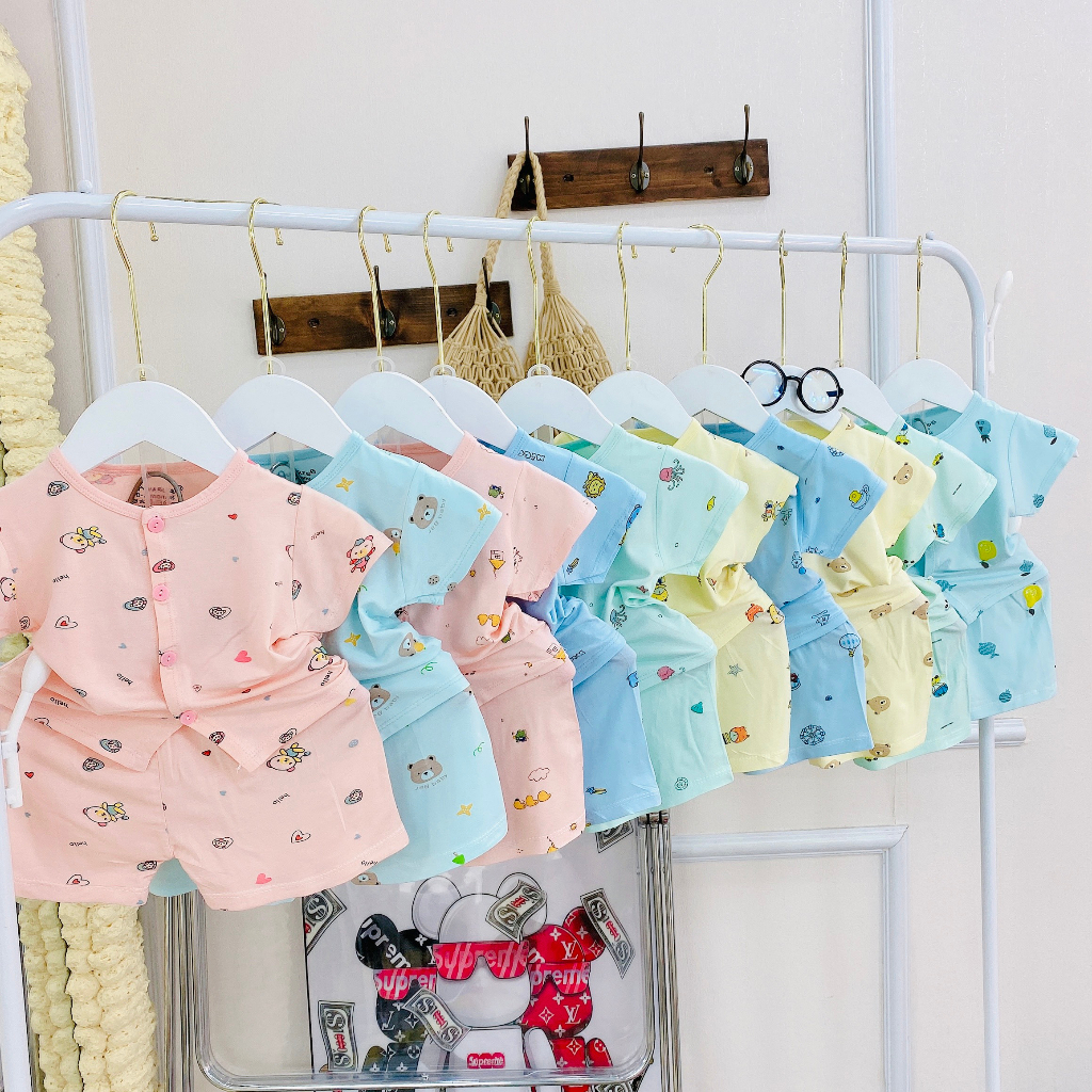 Đồ bộ bé gái , đồ bộ bé trai cộc tay thun lạnh cho bé từ 5kg đến 15kg - JKIDSVN