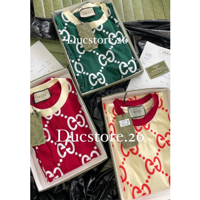 Áo thun GuCCi in chữ nổi siêu cấp from rộng tag mac full box hàng quảng châu cao cấp