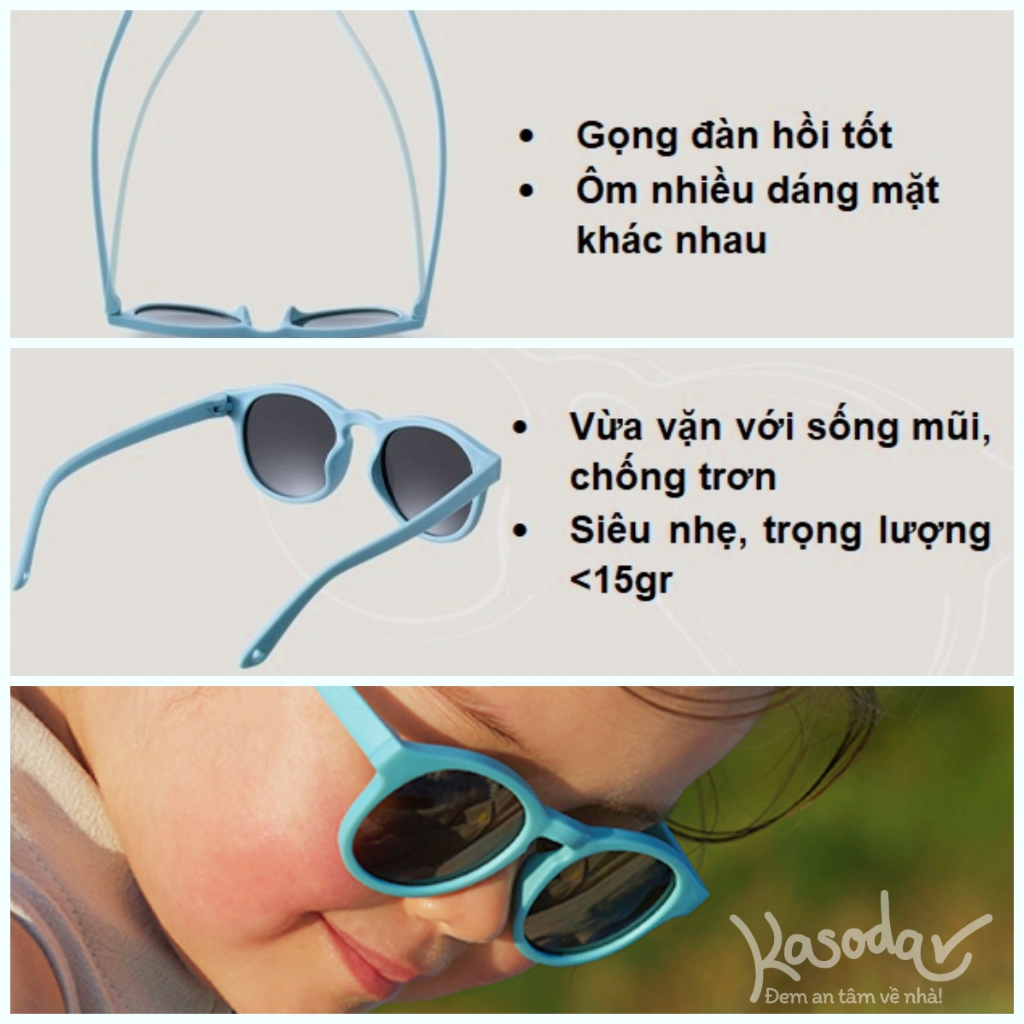 Kính mát cho bé 1-5 tuổi kính râm UV400 chống tia cực tím UVA UVB đi chơi đi biển kính chống nắng Niduobear