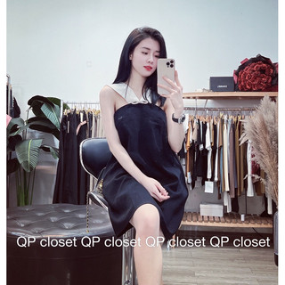 Váy suông cổ nơ đá QP-bầu bí bon chen thoải mái