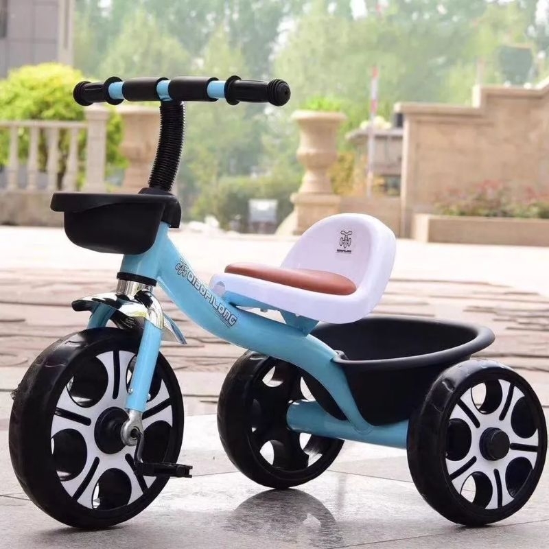 Xe 3 bánh ghế da có giỏ trước và giỏ sau cho bé bỏ đồ chơi yêu thích