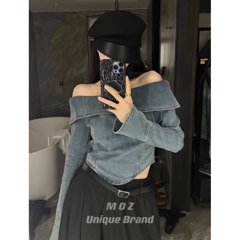 Áo jeans trễ vai hot