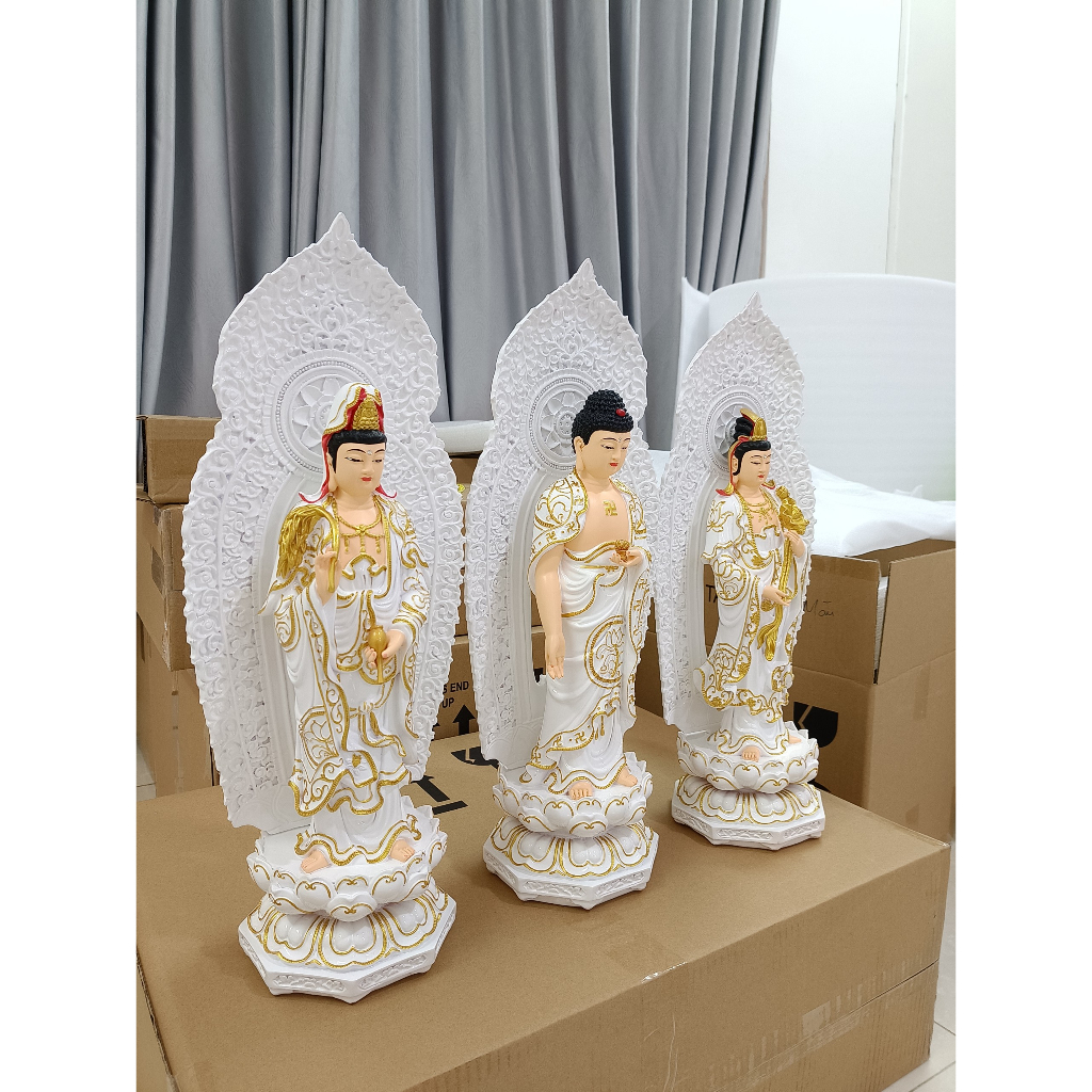 Bộ tượng phật Tây phương tam thánh cao 58cm, chất liệu composite