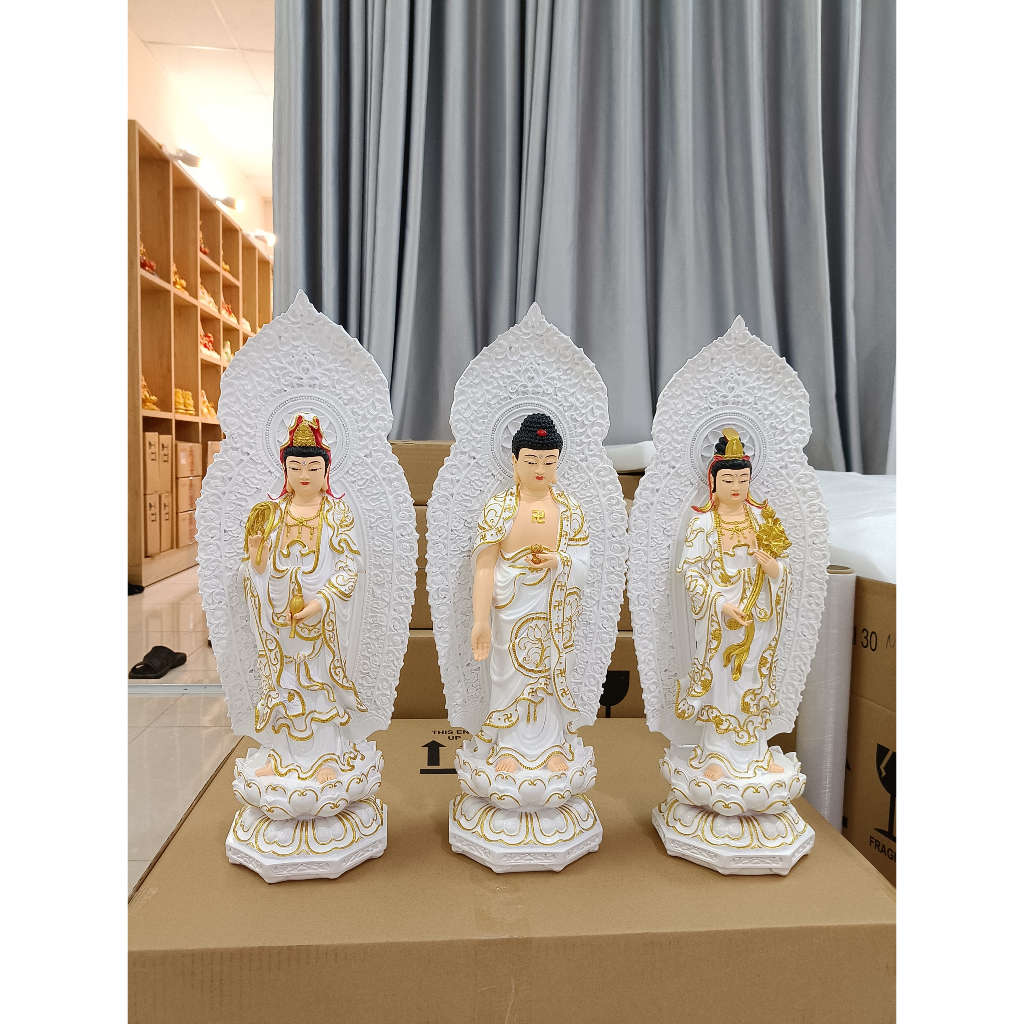 Bộ tượng phật Tây phương tam thánh cao 58cm, chất liệu composite