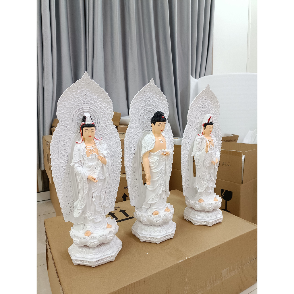 Bộ tượng phật Tây phương tam thánh cao 58cm, chất liệu composite