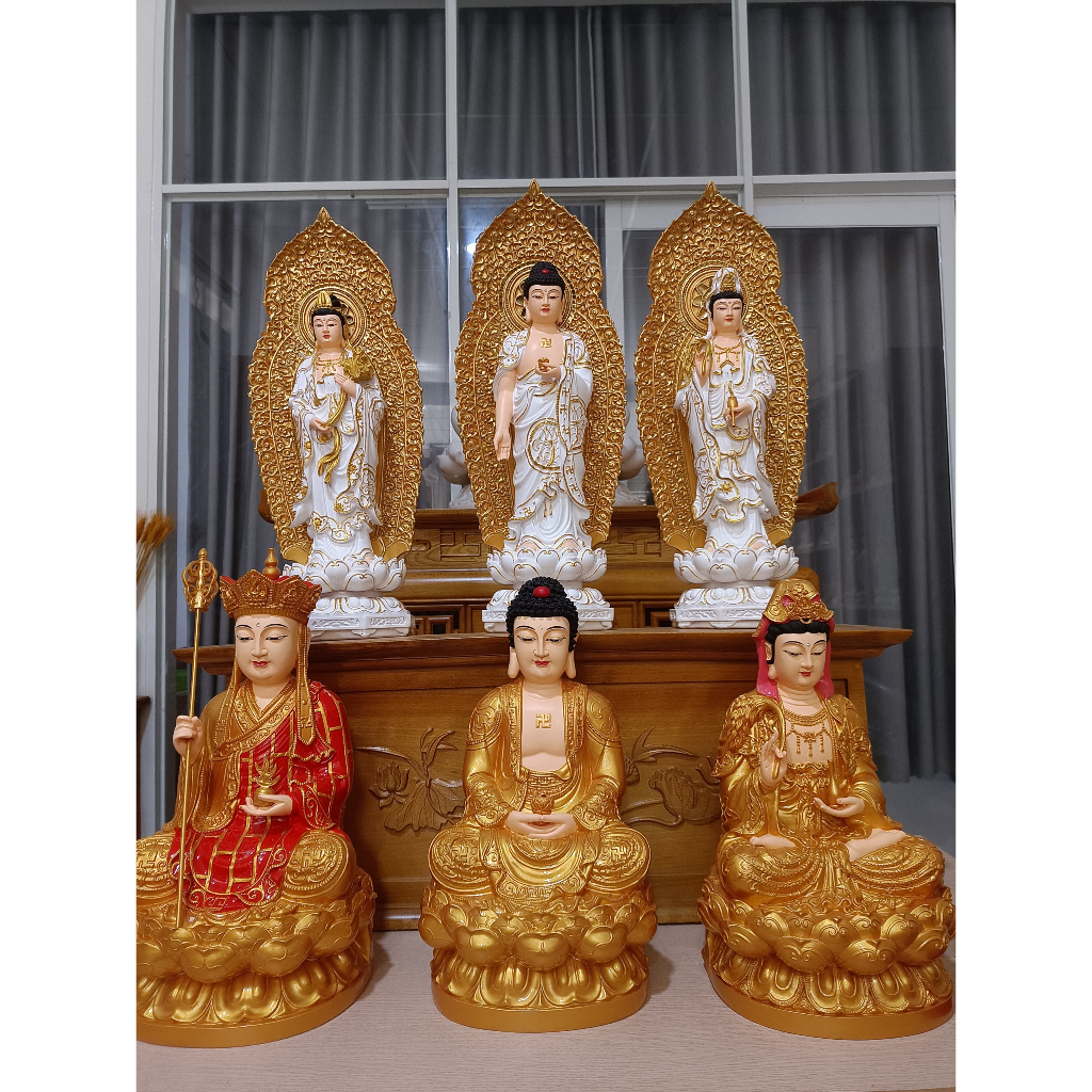 Bộ tượng phật Tây phương tam thánh cao 58cm, chất liệu composite