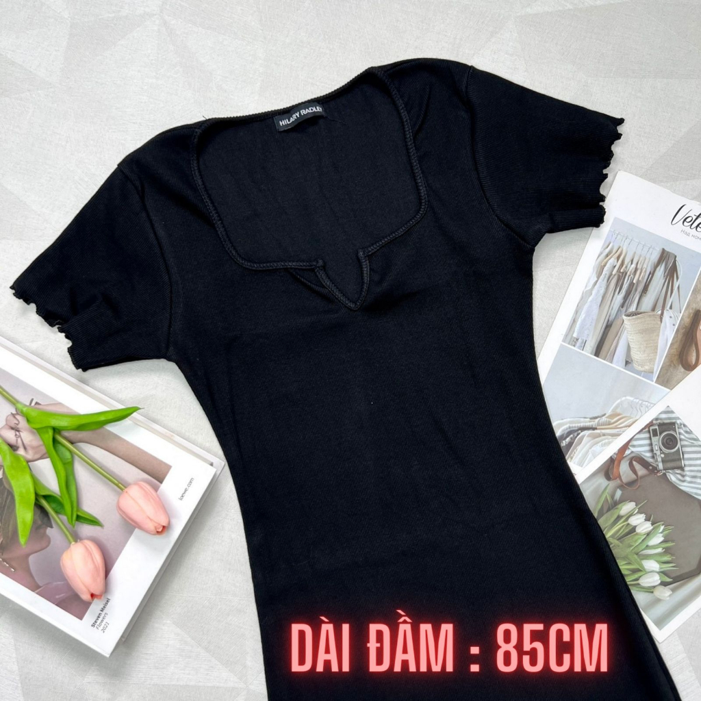 Đầm Body Ngắn Chân Váy Cuốn Biên Cổ Khoét Hình Chuông Nhỏ Đáng Yêu Freesize -D39