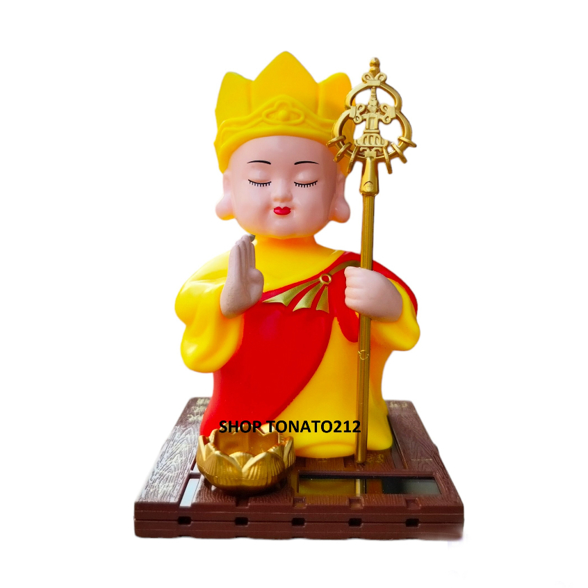 TƯỢNG PHẬT ĐỊA TẠNG NĂNG LƯỢNG MẶT TRỜI GẬT ĐẦU TRANG TRÍ Ô TÔ CAO 11.5CM