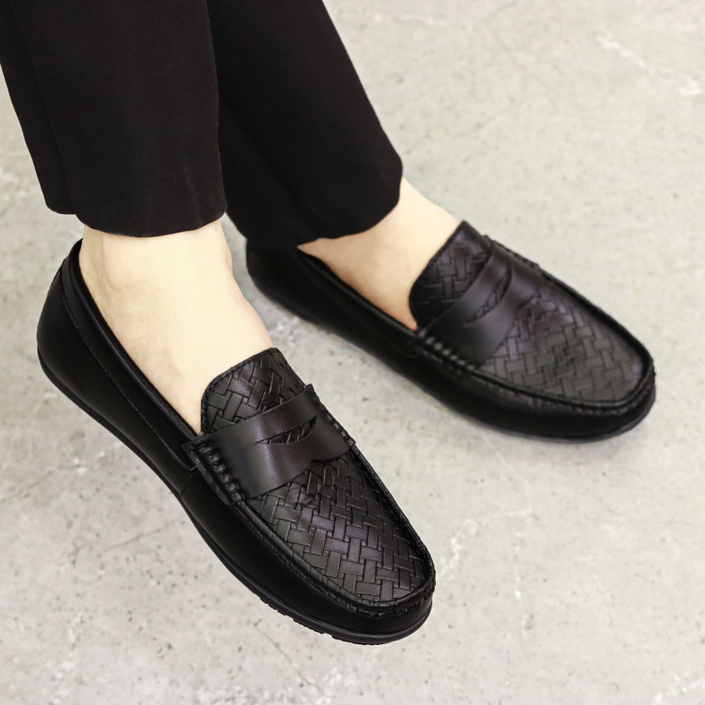 Giày mọi nam giá rẻ, giày da nam đế bệt đã khâu chỉ chuyên dùng cứng cáp mã M012