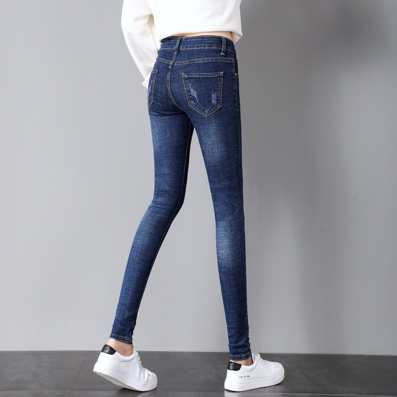 Quần Jean Nữ Quần Bò Nữ Cào Denim Co Giãn Lưng Cao Dáng Skinny Cao Cấp Sang Trọng