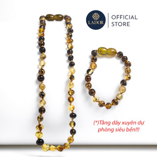   Vòng hổ phách Amber màu Rêu xanh tự nhiên cho bé! - Trang sức Lador - LD00014