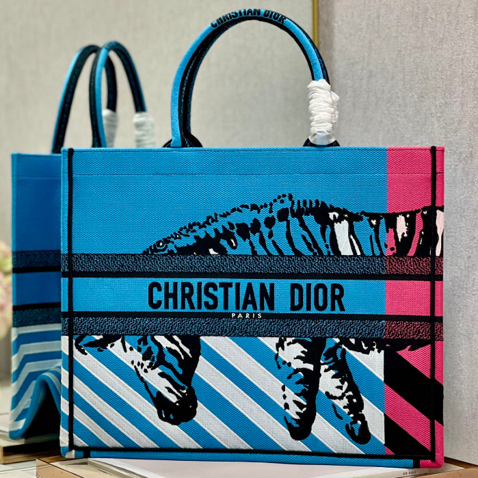 Túi xách Dior book tote hoạ tiết ngựa vằn lớn size 41,5cm(nhận thêu tên)