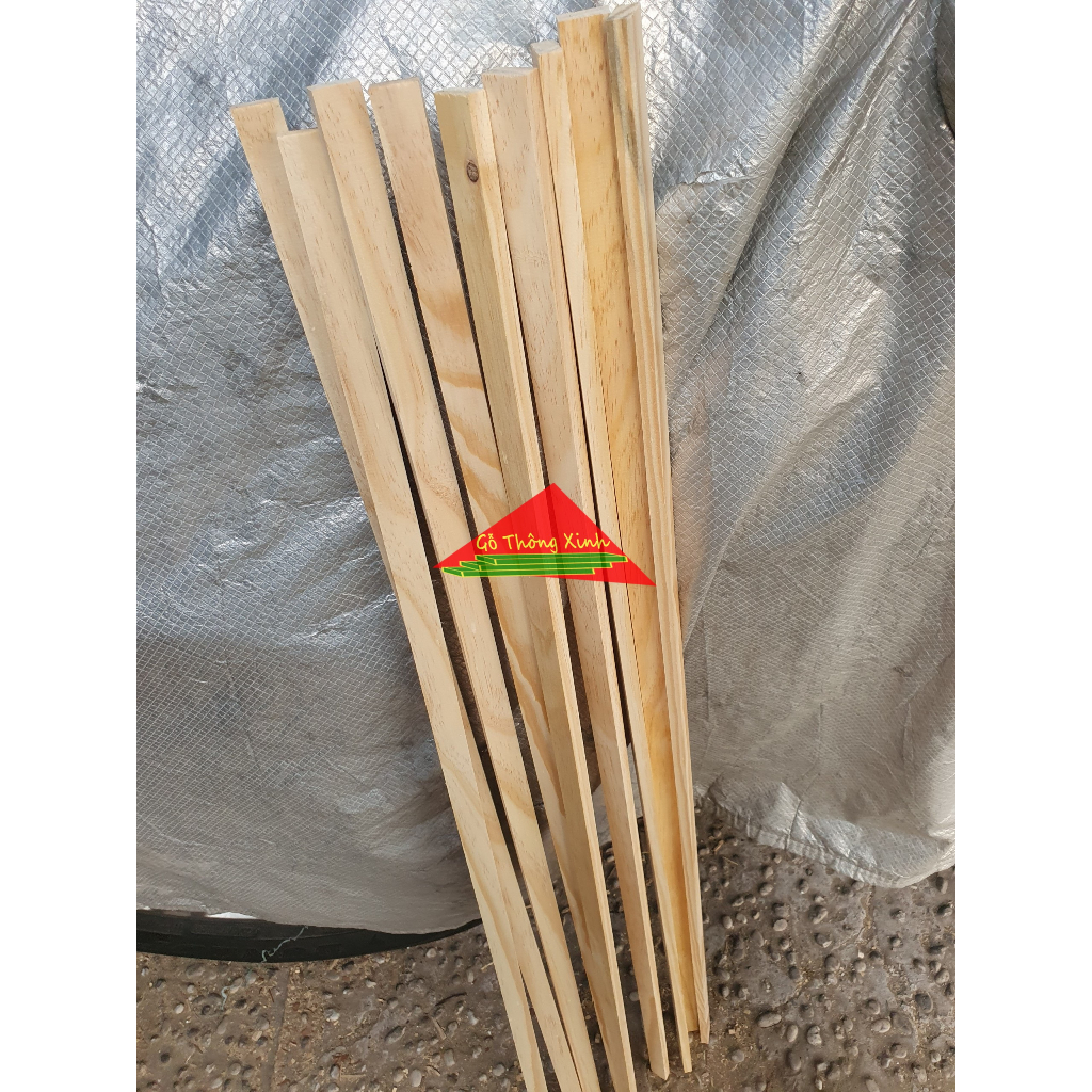 Thanh gỗ thông dài 1m2,rộng 2cm,dày 1cm đã bào láng 4 mặt dùng làm nẹp,khung viền,đóng kệ,trang trí nhà cửa,DIY