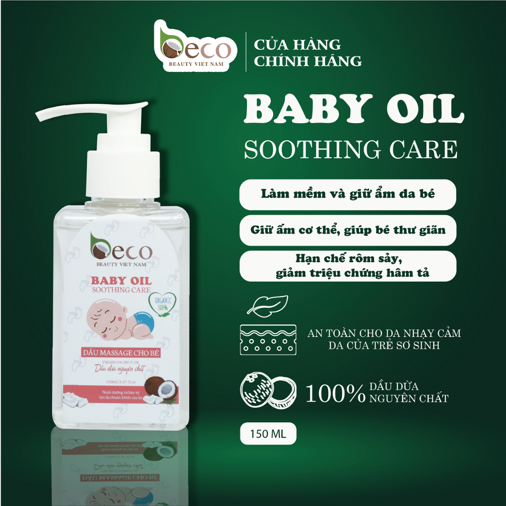 Dầu Massage Cho Bé Baby Oil Soothing Care chiết xuất từ dừa tươi và tinh dầu tràm 110ml
