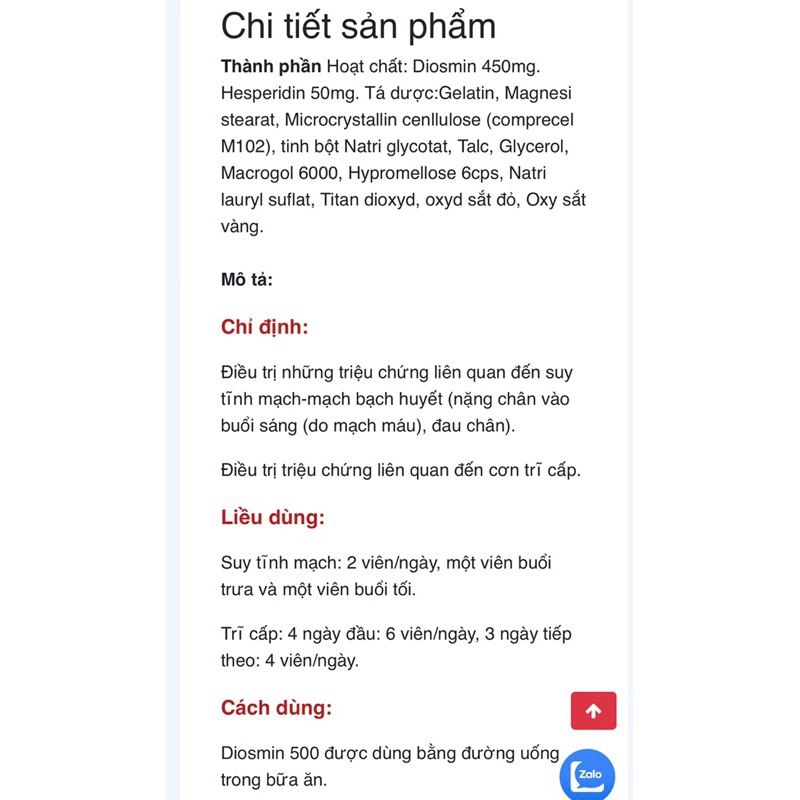 Diosmin Hộp 60viên nén.