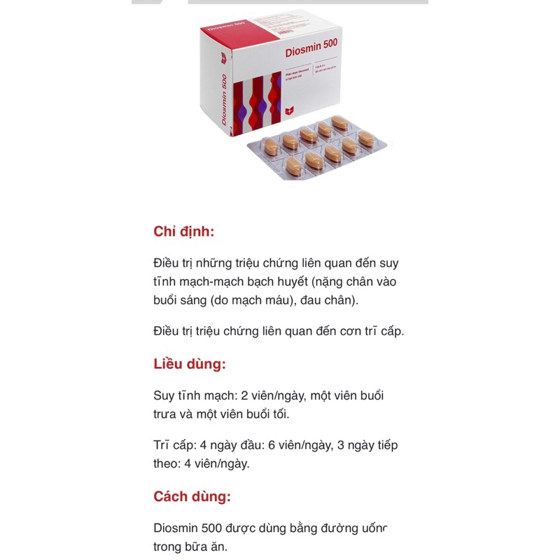 Diosmin Hộp 60viên nén.