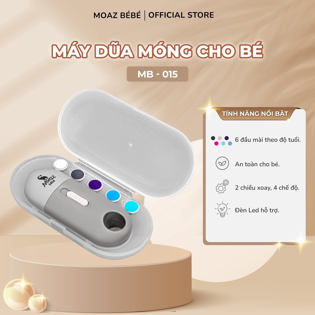 Máy dũa móng tay cho bé Moaz Bebe MB-015, máy giũa móng trẻ em có đèn pin - Baby Crab