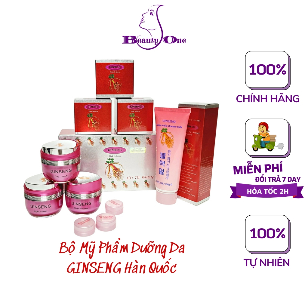 Bộ mỹ phẩm hàn quốc Ginseng chính hãng 4 in 1 - Làm trắng da, chống lão hóa da, mờ nếp nhăn, tàn nhang - beautyone