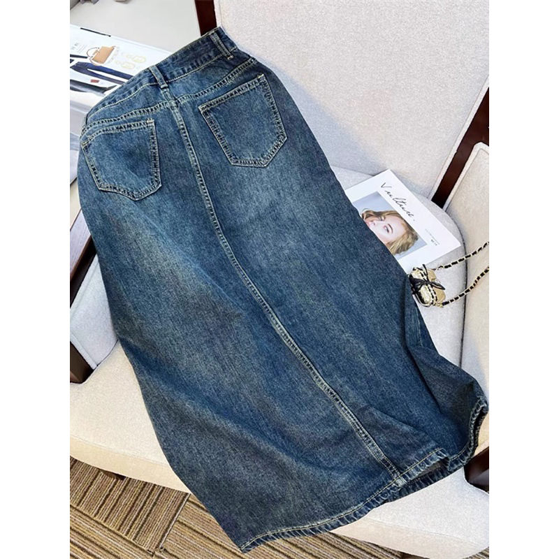 Váy jeans nữ cạp cao tôn dáng mix dây nâu chất vãi dày dặn | BigBuy360 - bigbuy360.vn