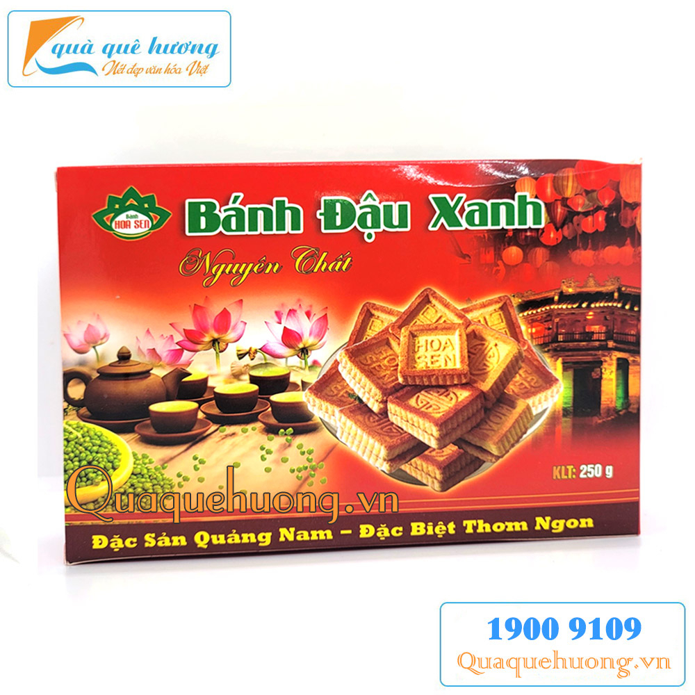 Bánh đậu xanh nướng Hoa Sen 250g (Bánh nướng chay) - Đặc Sản Hội An