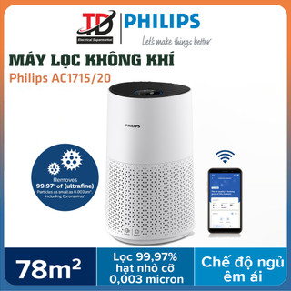 Máy lọc không khí philips ac1715/20, diện tích <78m2, kết nối wifi, hàng chính hãng