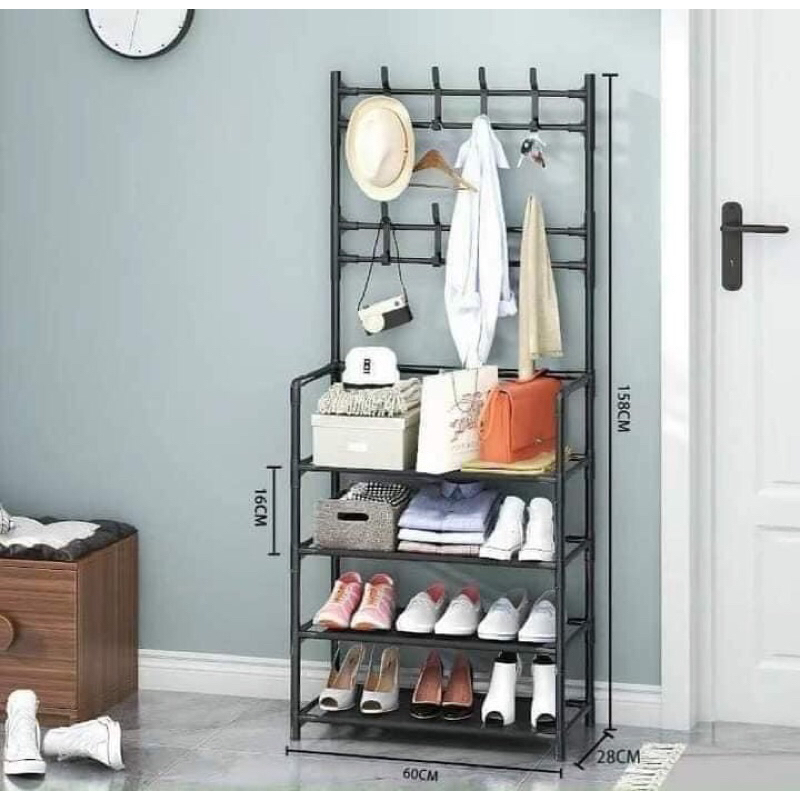 Kệ treo mũ nón túi xách giày dép 4 tầng tiện lợi
